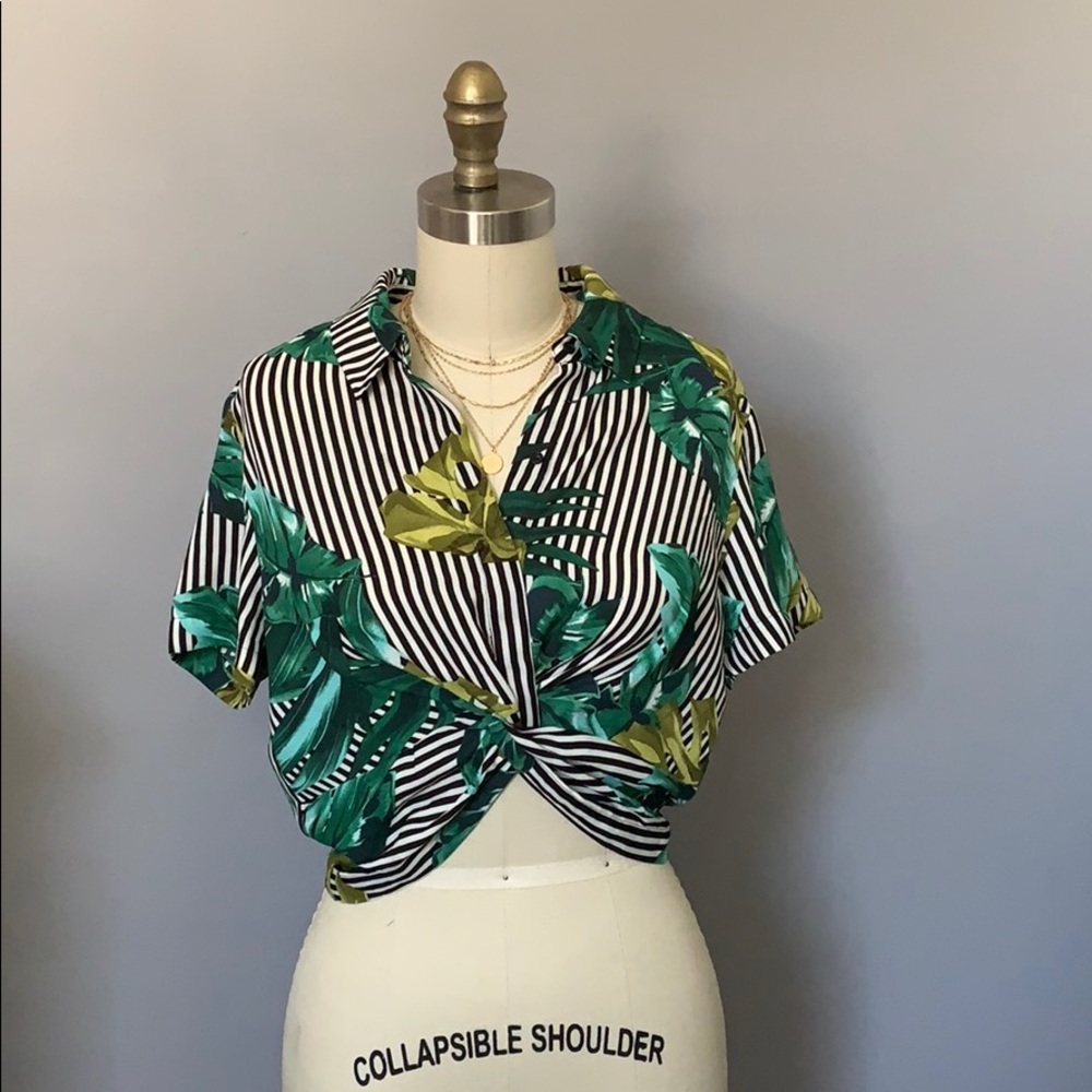 Forever 21 Twist Wrap Tropical Top